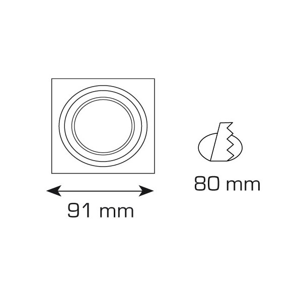 Ojo de buey empotrar aro cuadrado aluminio rayado