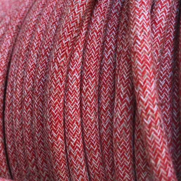 cable tejido rojo crimson y lino