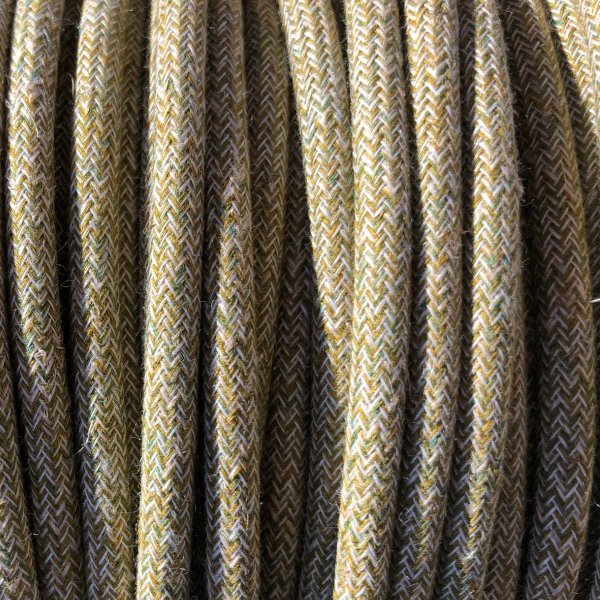 cable tejido verde musgo y lino