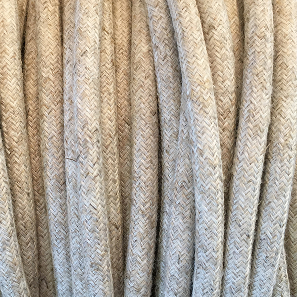 Cable textil blanco lino