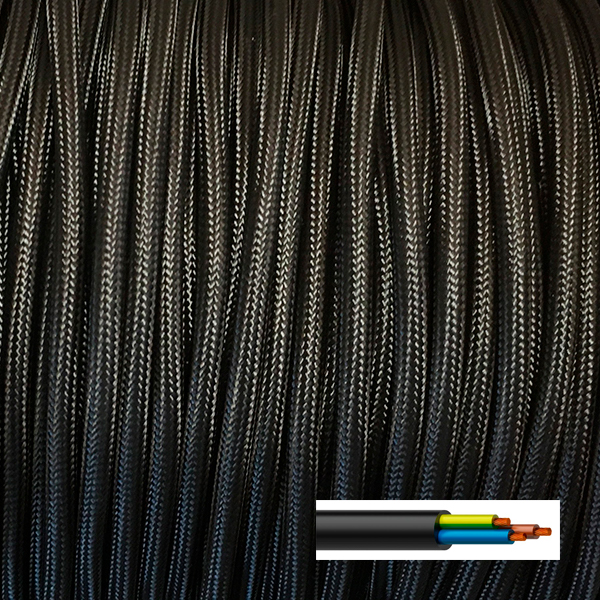 Cable textil negro 3x0,75mm