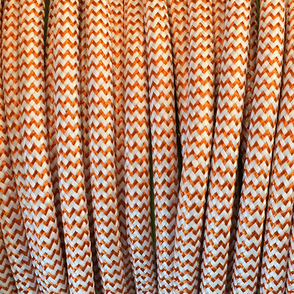 Cable textil ziga-zaga Blanco/Naranja