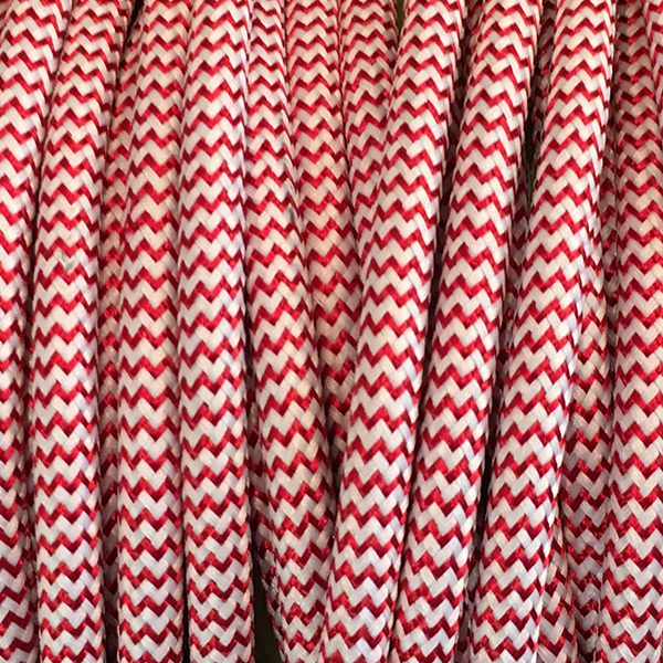 Cable textil ziga-zaga Blanco/Rojo