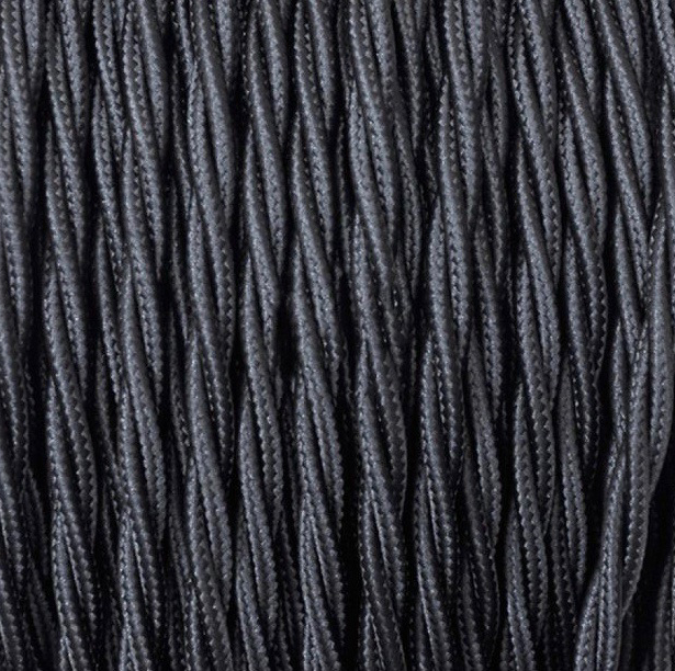 Cable trenzado textil 2x1 Negro