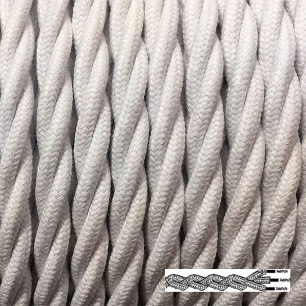 Cable trenzado textil 3x1,5 Blanco