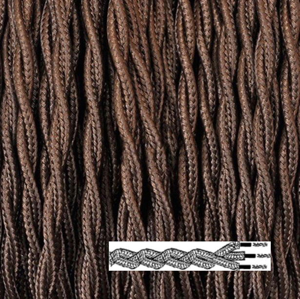 Cable trenzado textil 3x1,5 Marrón