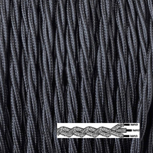 Cable trenzado textil 3x1,5 Negro