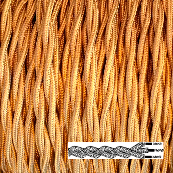 Cable trenzado textil 3x2,5 Dorado