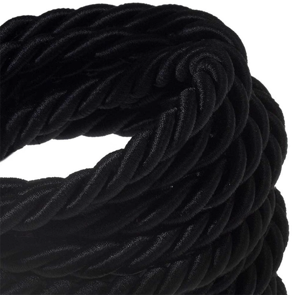  Cable de iluminación de tela sólida de 2 núcleos, cable  flexible de seda tejida negra, cable trenzado antiguo vintage, cable de  conexión de cable eléctrico trenzado (color negro, tamaño: 3.3 ft) 