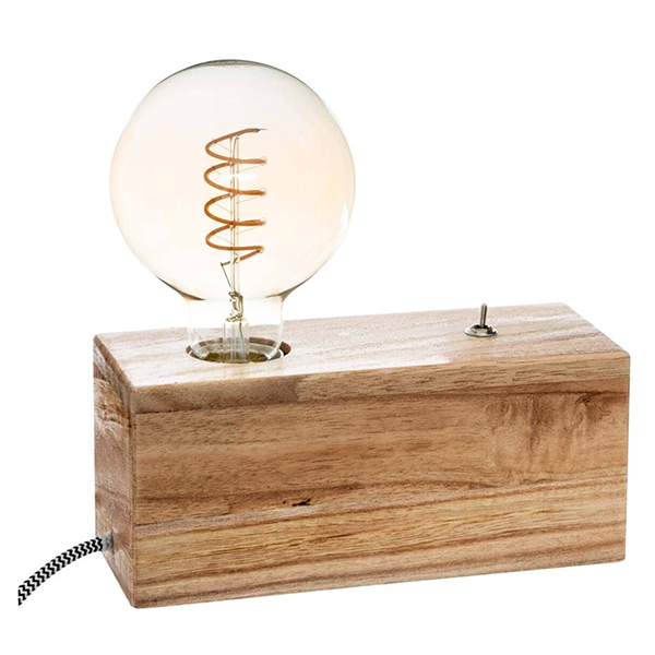 Lámpara base madera con interruptor