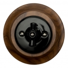 Interruptor negro con madera nogal