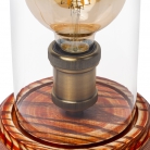 Lámpara madera y cúpula cristal